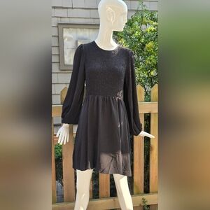 Molly Bracken Black Long Sleeve Dress , Lg. Ruched Smocking